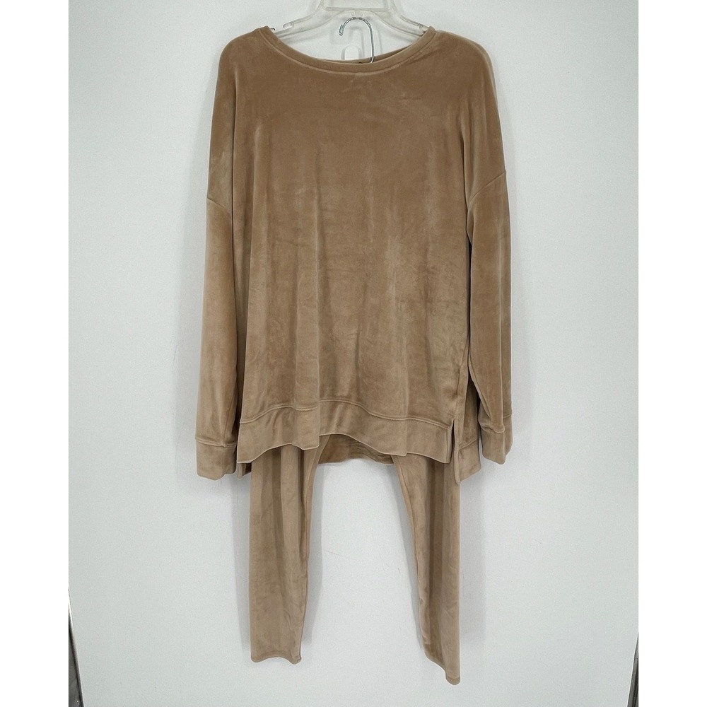 32 Degrees Heat Women's Tan Velour Velvet Co-ord Loungewear 2 Piece Set Size L